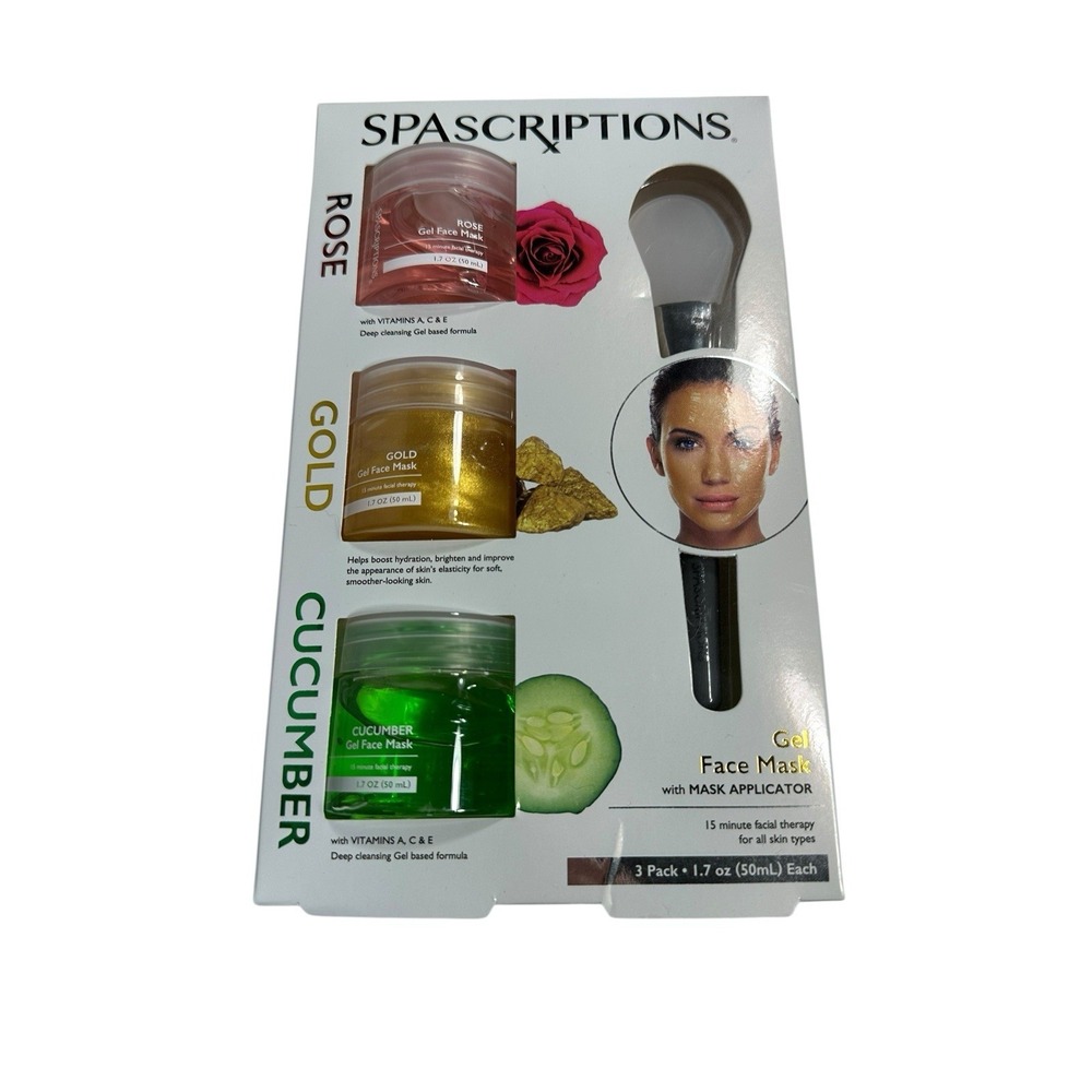 spa scriptions gel face mask kit skin care ROSE GOLD CUCUMBER with applicator